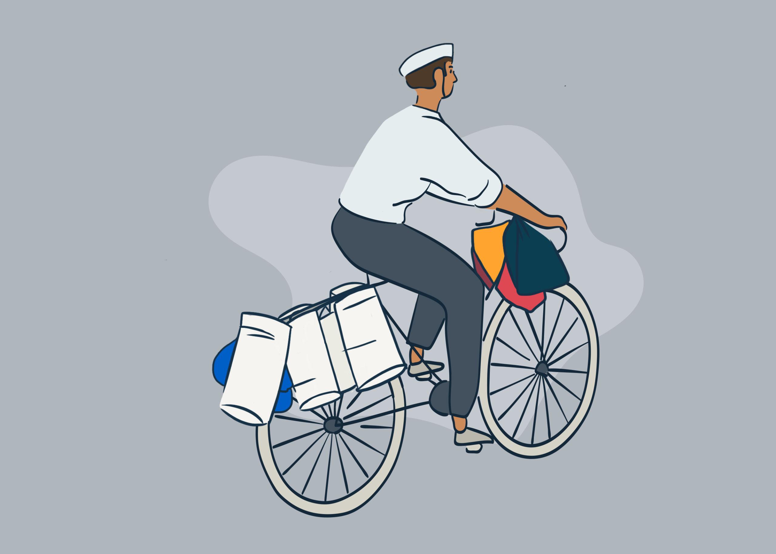 Dabbawala riding a bicycle
