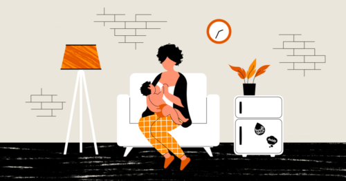 Illustration of woman breastfeeding