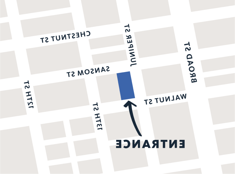 简化地图显示办公室位置在核桃街和杜松街